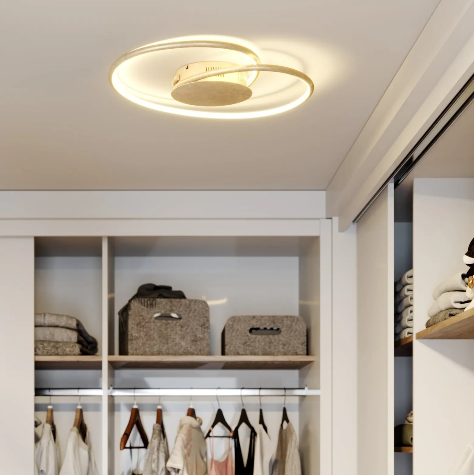 Lindby LED-Deckenlampe Joline, Ø 45 cm, goldfarben, Metall