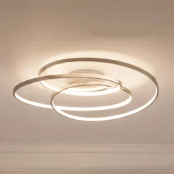 Lindby LED-Deckenlampe Joline, Ø 60 cm, nickelfarben, Metall