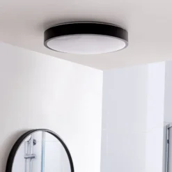 Lindby LED-Deckenlampe Medon, Ø 38 cm, schwarz, IP44, Metall