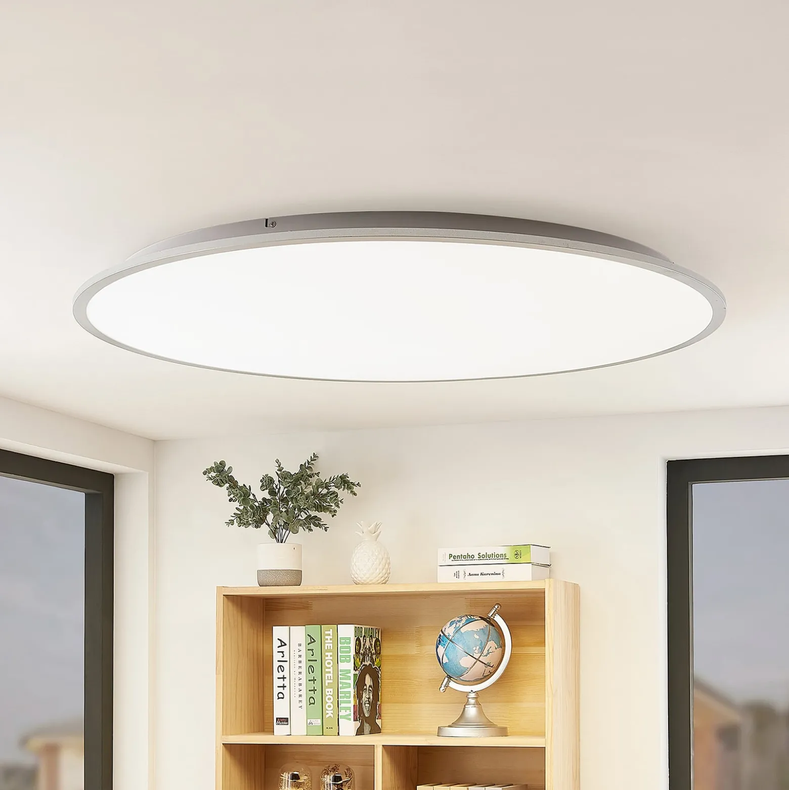 Lindby LED-Deckenlampe Narima, 4.000 K, Ø 100 cm, silber