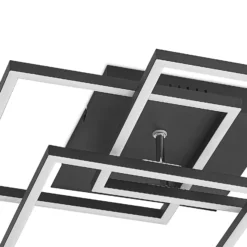 Lindby LED-Deckenlampe Quiana, CCT, eckig, schwarz, 42cm