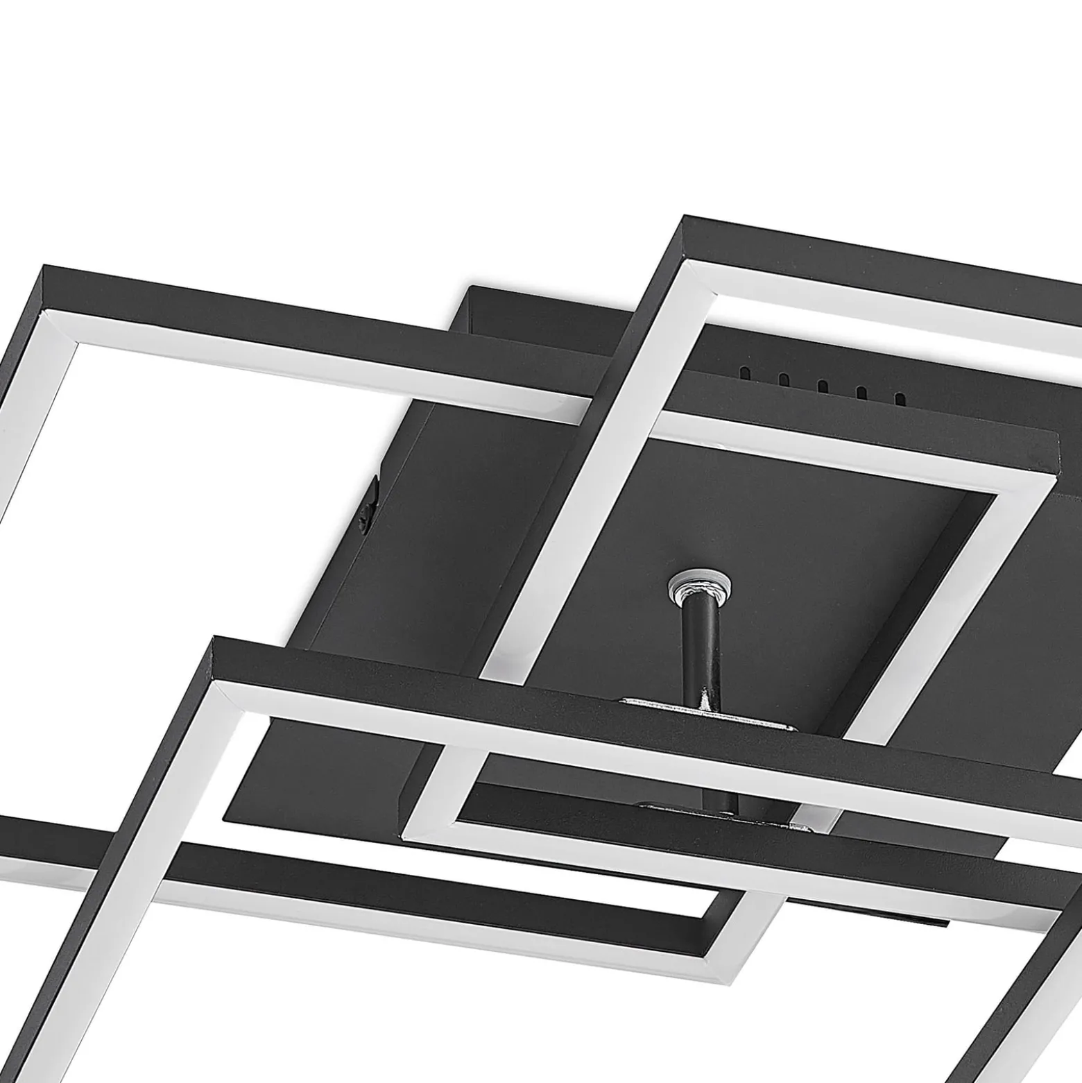 Lindby LED-Deckenlampe Quiana, CCT, eckig, schwarz, 42cm