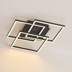 Lindby LED-Deckenlampe Quiana, CCT, eckig, schwarz, 42cm