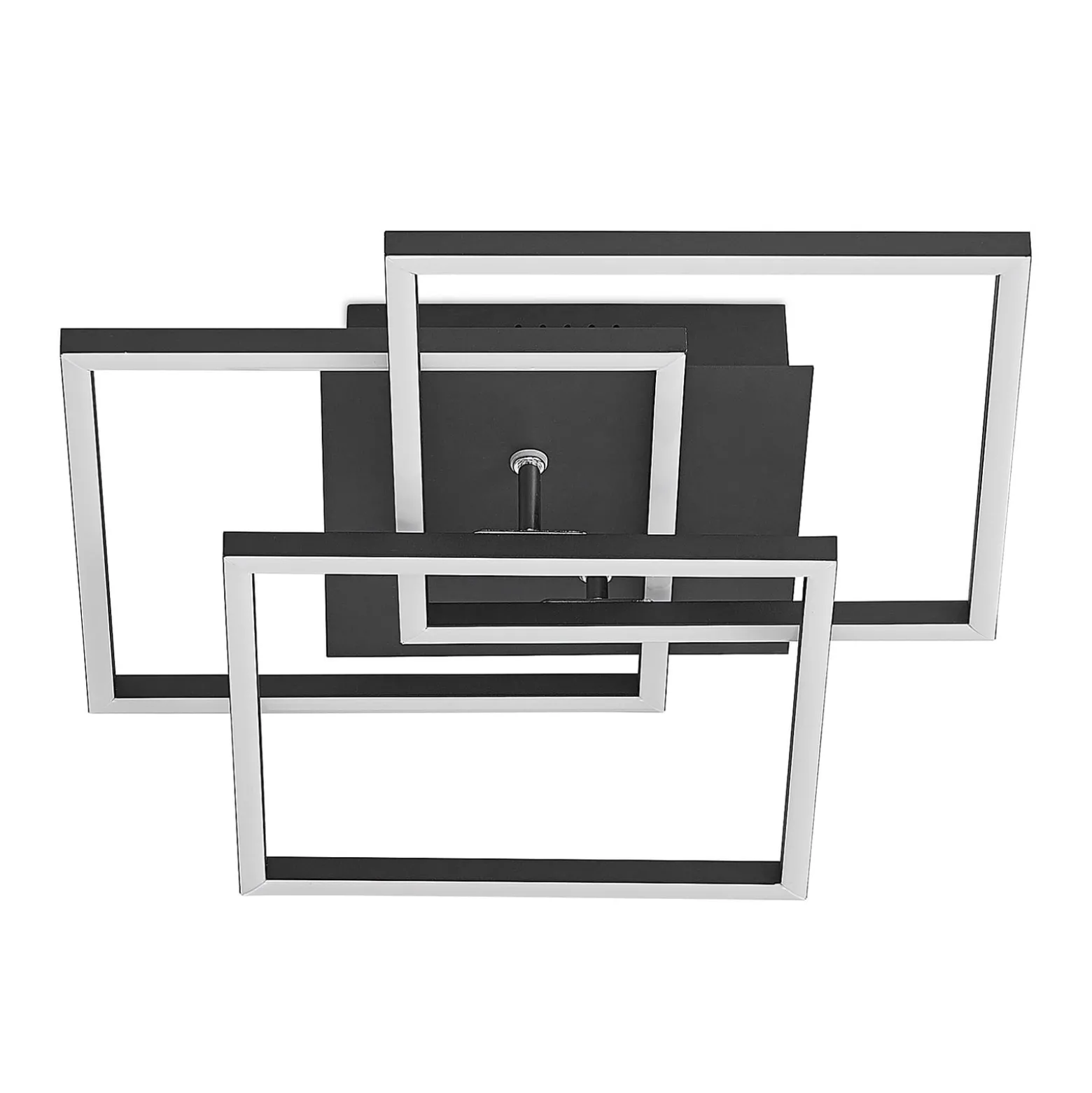 Lindby LED-Deckenlampe Quiana, CCT, eckig, schwarz, 42cm