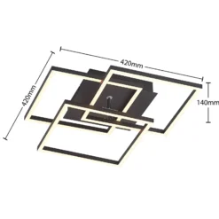 Lindby LED-Deckenlampe Quiana, CCT, eckig, schwarz, 42cm