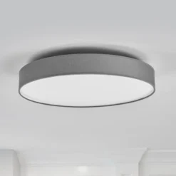 Lindby LED-Deckenlampe Saira, Ø 50 cm, grau, Textil