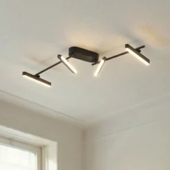 Lindby LED-Deckenleuchte Eldrin, 4-flg., schwarz,Lichtleiste