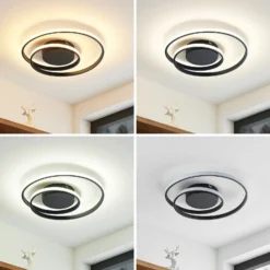 Lindby LED-Deckenleuchte Emisua, schwarz, CCT, dimmbar