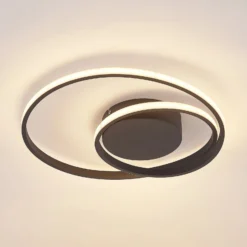 Lindby LED-Deckenleuchte Emisua, schwarz, CCT, dimmbar
