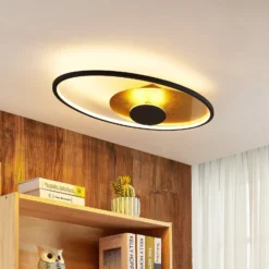 Lindby LED-Deckenleuchte Feival, 73 cm, rost/ gold, dimmbar