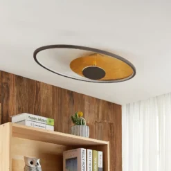 Lindby LED-Deckenleuchte Feival, 73 cm, rost/ gold, dimmbar