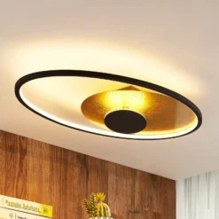 Lindby LED-Deckenleuchte Feival, 73 cm, rost/ gold, dimmbar