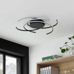 Lindby LED-Deckenleuchte, Hamza, Ø 49 cm, schwarz, Aluminium