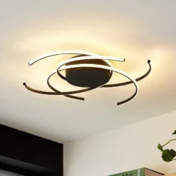 Lindby LED-Deckenleuchte, Hamza, Ø 49 cm, schwarz, Aluminium