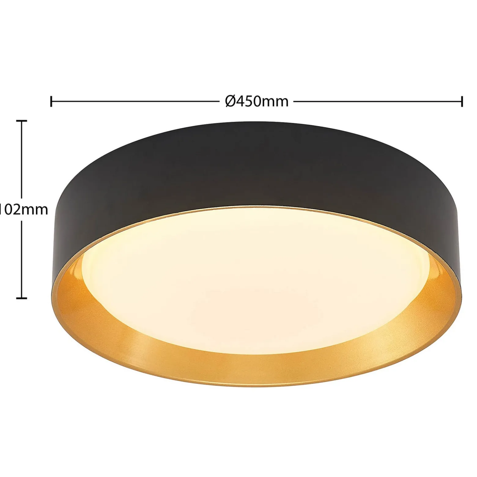 Lindby LED-Deckenleuchte Kambia, 45 cm, schwarz/gold, Metall