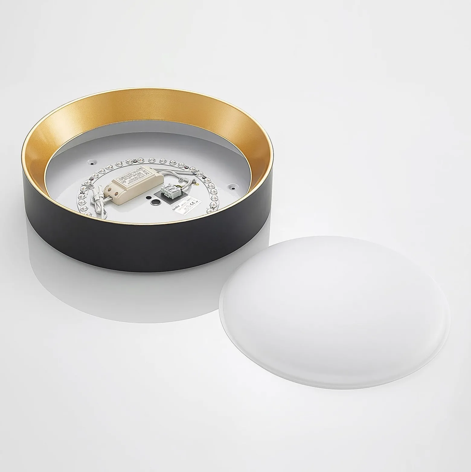 Lindby LED-Deckenleuchte Kambia, 45 cm, schwarz/gold, Metall