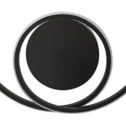 Lindby LED-Deckenleuchte Kyron, schwarz, Alu, dimmbar, Ø45cm