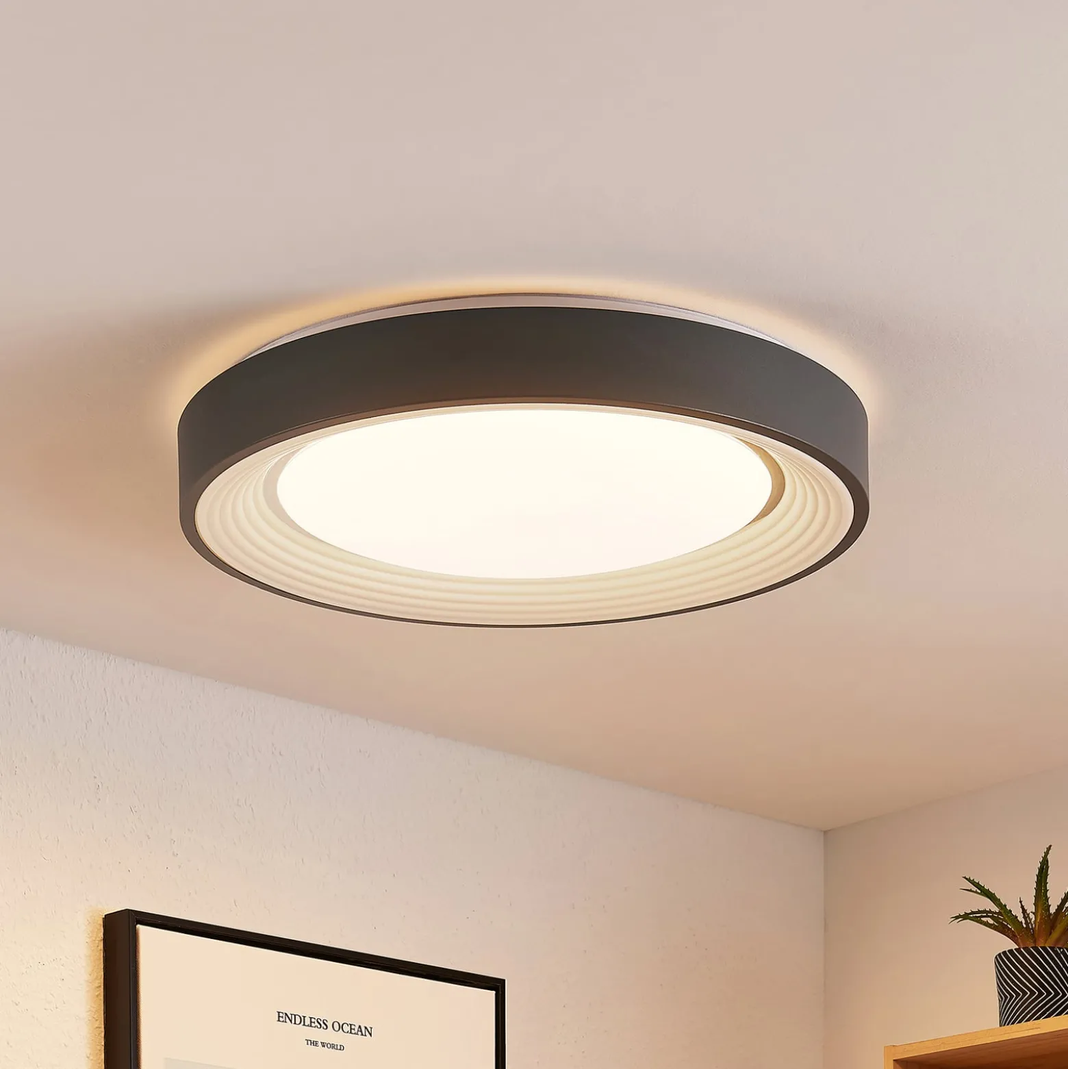 Lindby LED-Deckenleuchte Lindum, RGB, CCT, Remote, dimmbar