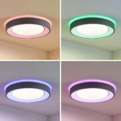 Lindby LED-Deckenleuchte Lindum, RGB, CCT, Remote, dimmbar