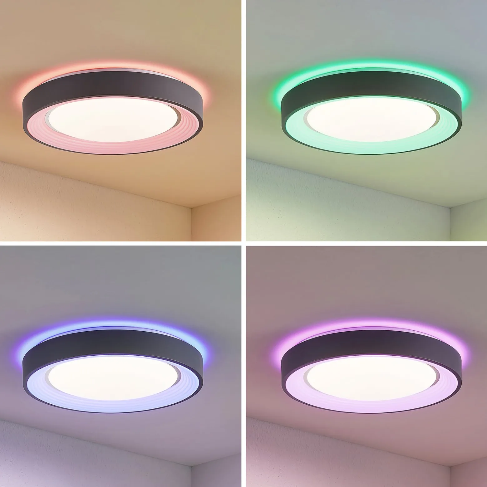 Lindby LED-Deckenleuchte Lindum, RGB, CCT, Remote, dimmbar
