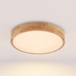 Lindby LED-Deckenleuchte Milada, Eiche, CCT, Fernbedienung