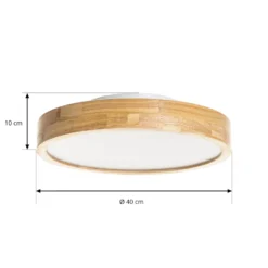 Lindby LED-Deckenleuchte Milada, Eiche, CCT, Fernbedienung