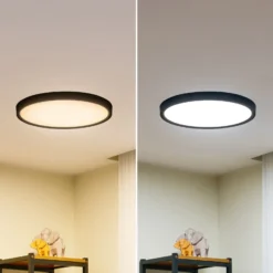 Lindby LED-Deckenleuchte Pravin, Ø 40 cm, CCT, schwarz