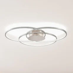Lindby LED-Deckenleuchte Riley, alufarben, Metall, dimmbar