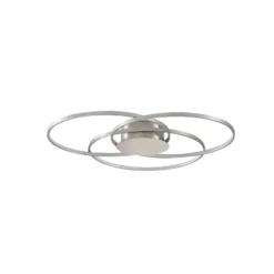 Lindby LED-Deckenleuchte Riley, alufarben, Metall, dimmbar