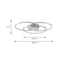 Lindby LED-Deckenleuchte Riley, alufarben, Metall, dimmbar