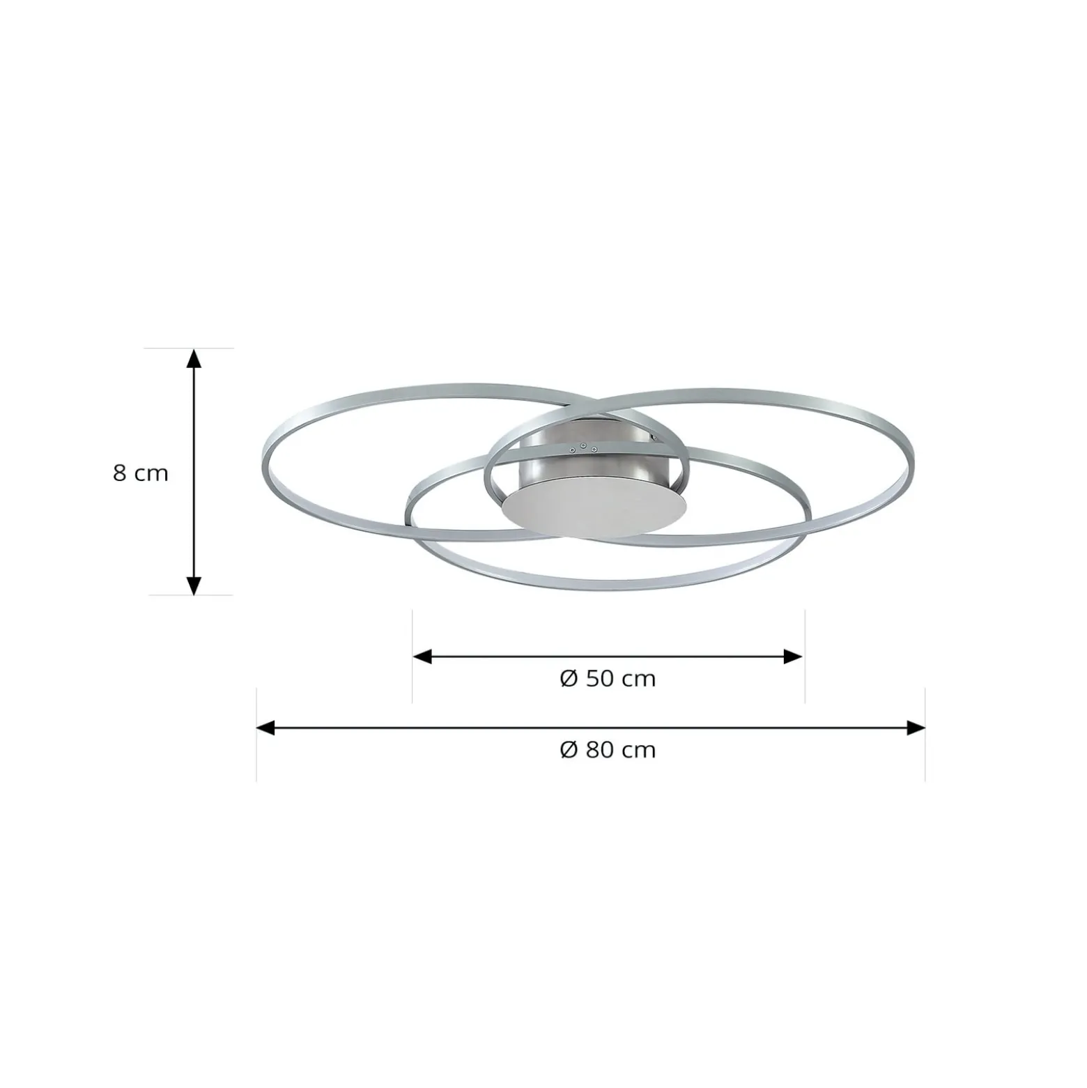 Lindby LED-Deckenleuchte Riley, alufarben, Metall, dimmbar