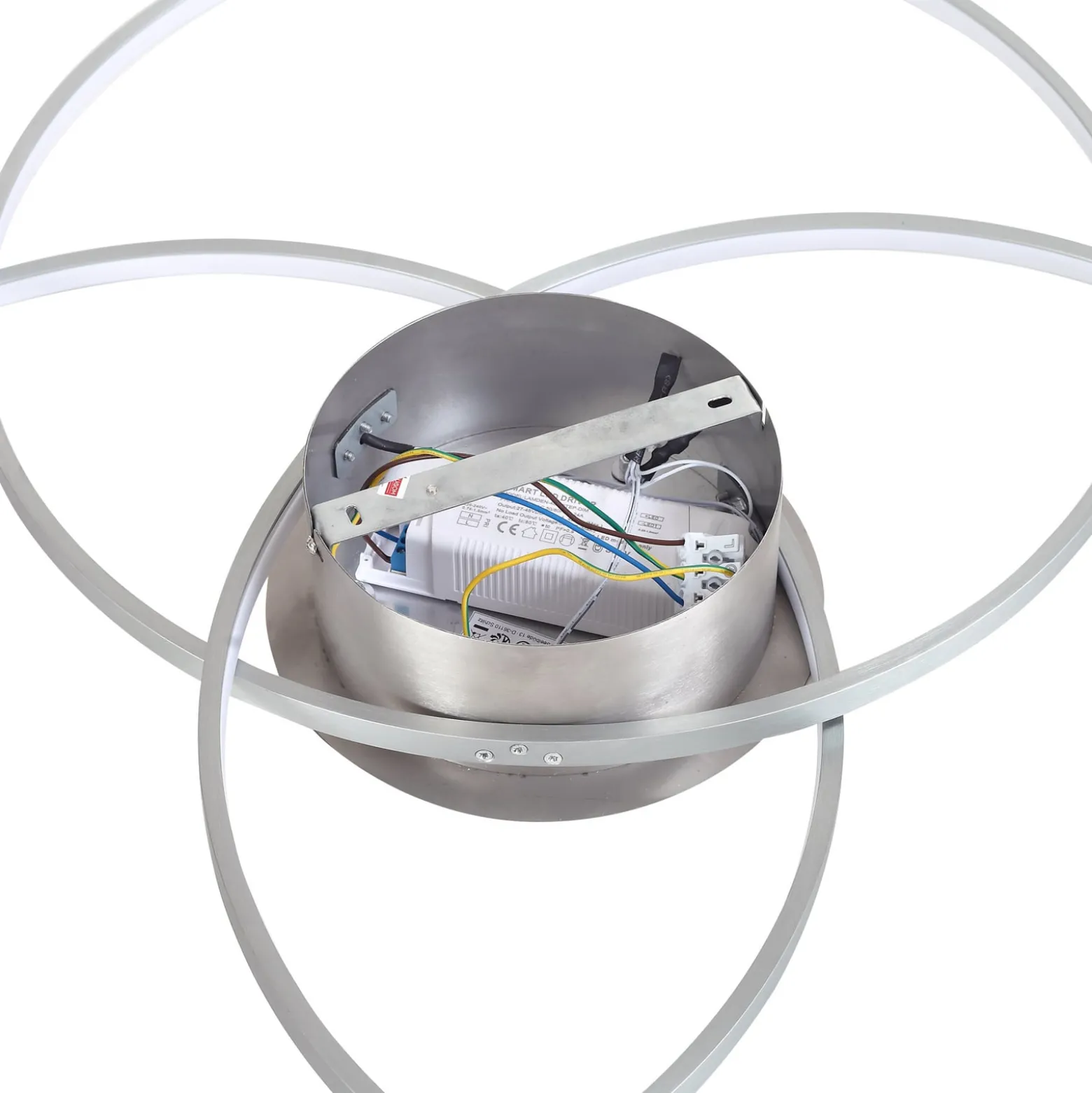 Lindby LED-Deckenleuchte Riley, alufarben, Metall, dimmbar