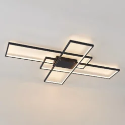 Lindby LED-Deckenleuchte Tetson, schwarz, Metall, dimmbar
