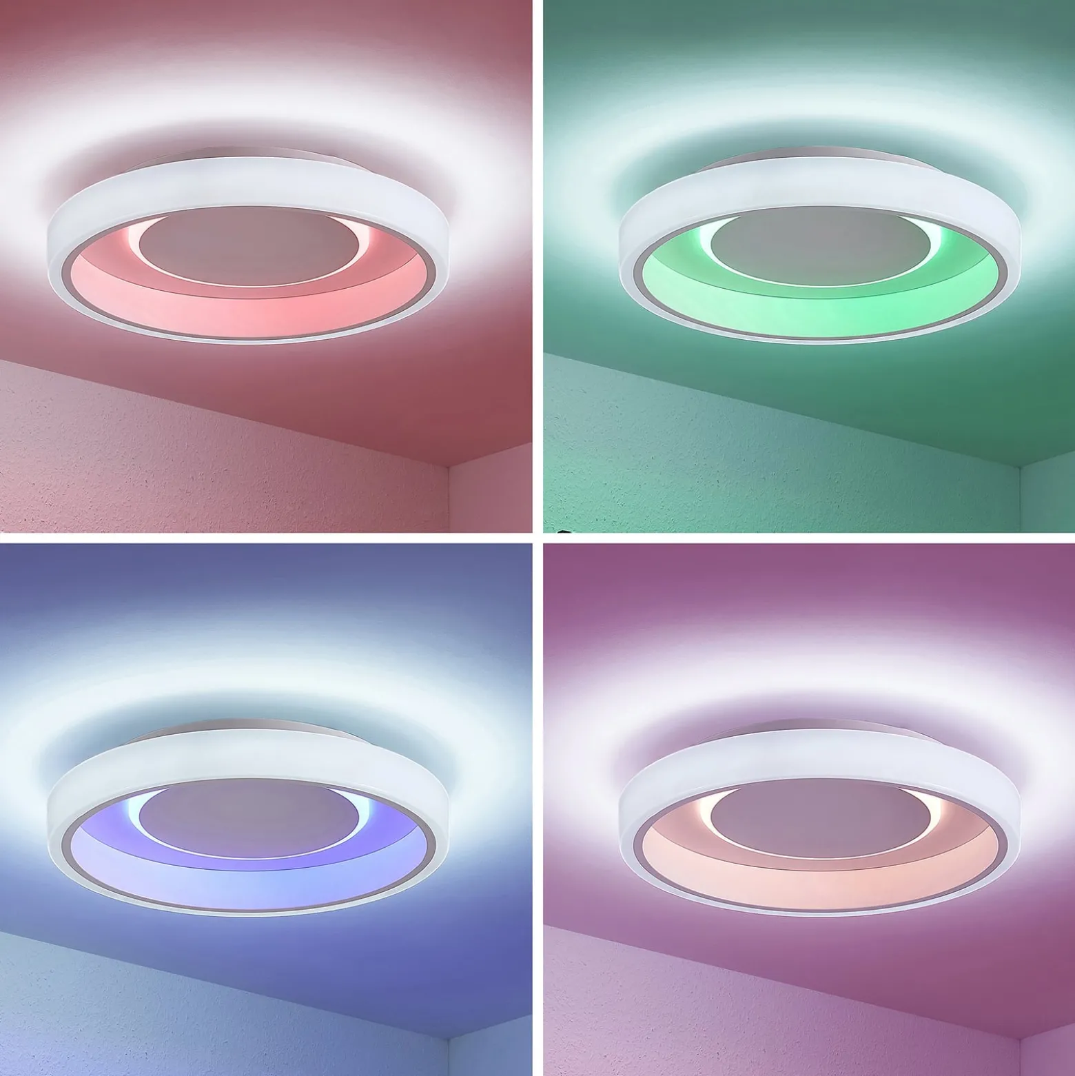 Lindby LED-Deckenleuchte Wikani, weiß, RGB, CCT, dimmbar