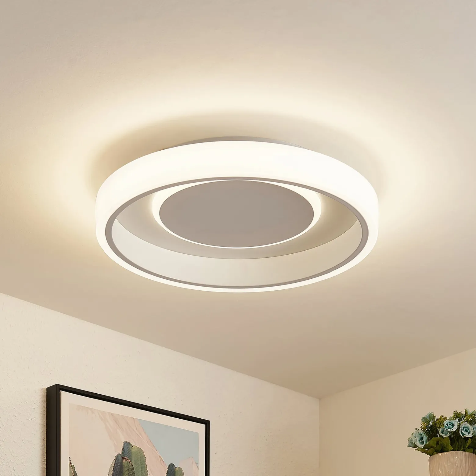 Lindby LED-Deckenleuchte Wikani, weiß, RGB, CCT, dimmbar