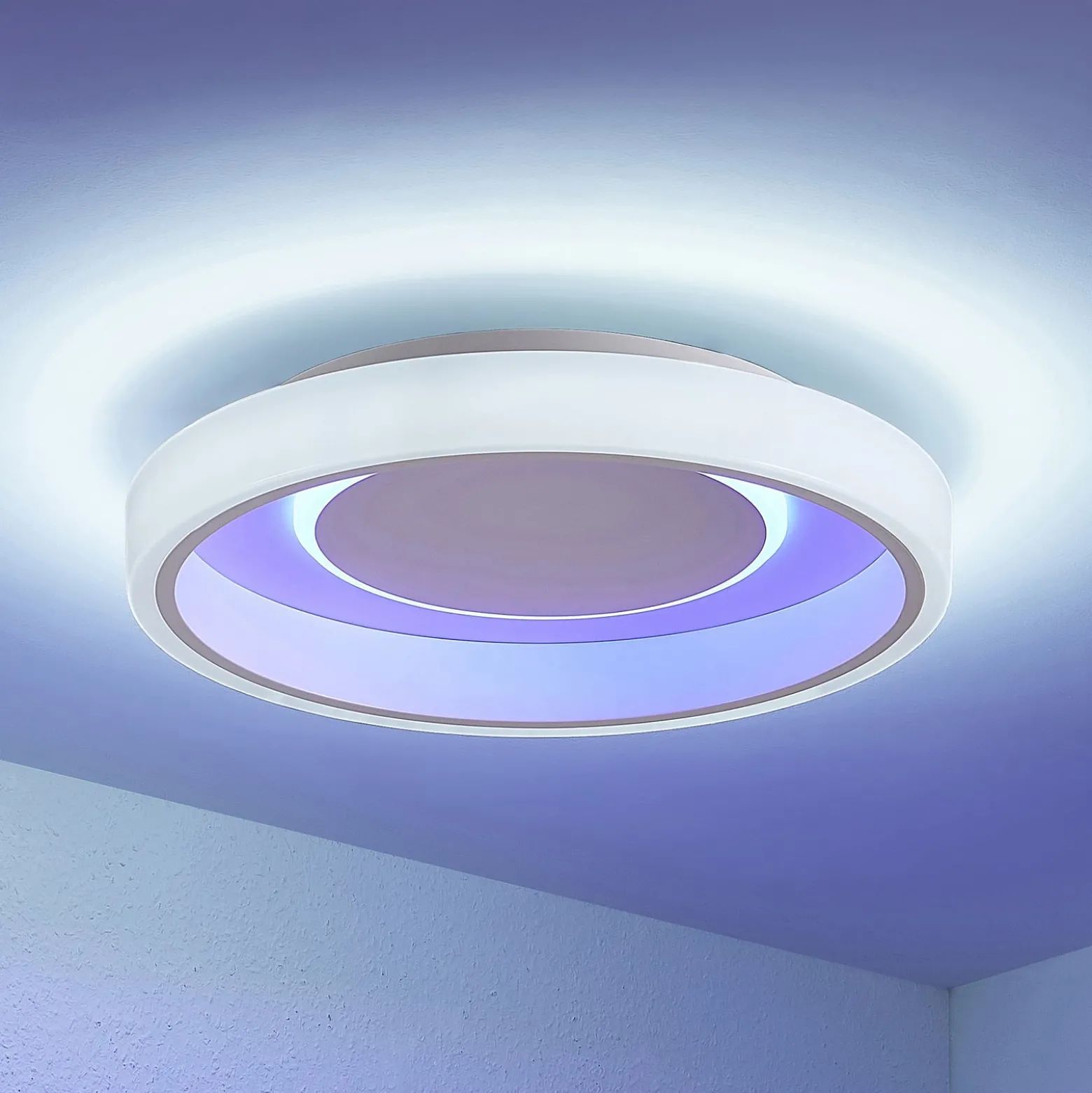 Lindby LED-Deckenleuchte Wikani, weiß, RGB, CCT, dimmbar