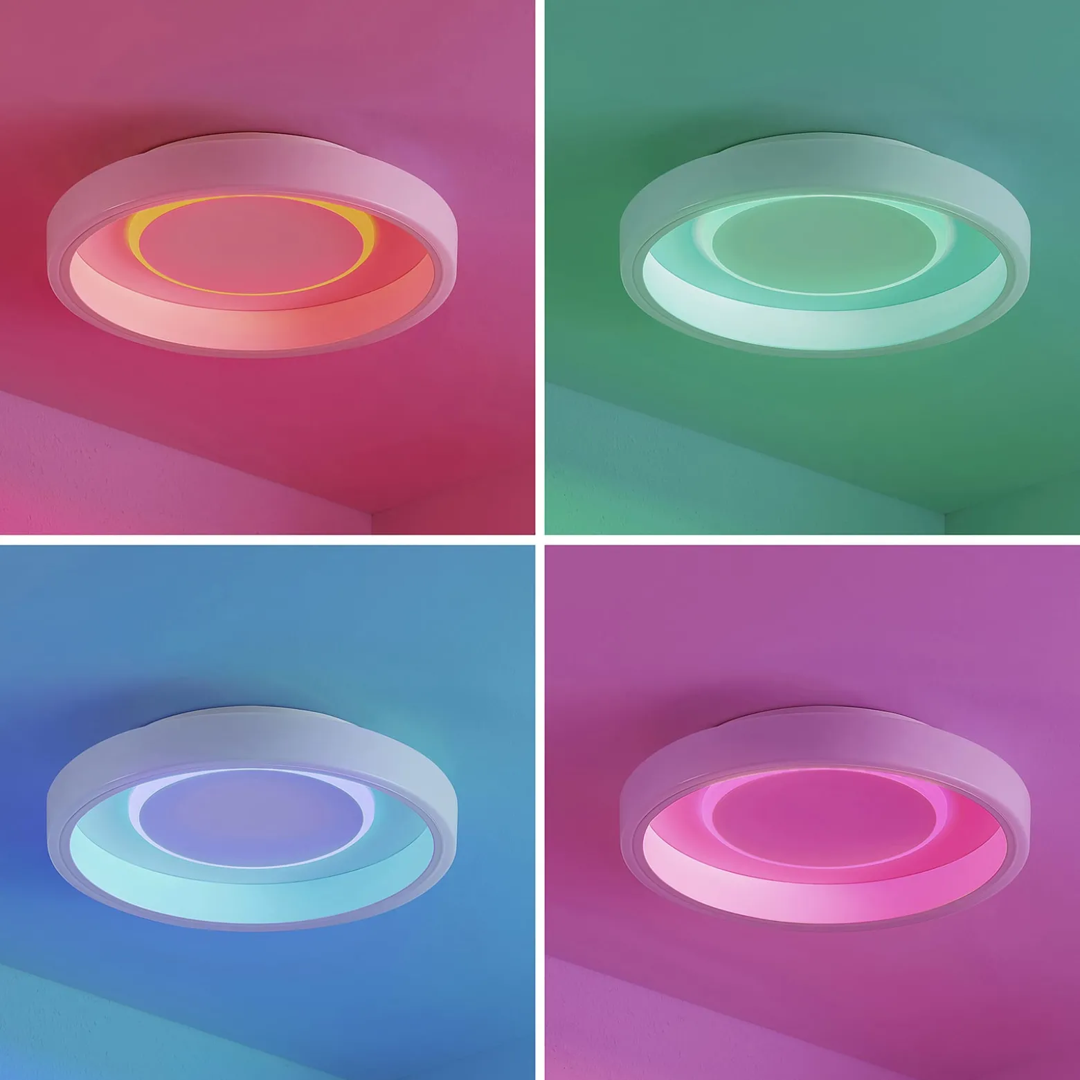 Lindby LED-Deckenleuchte Wikani, weiß, RGB, CCT, dimmbar
