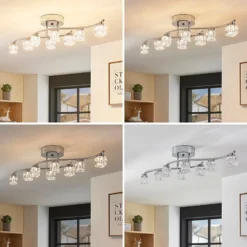 Lindby LED-Deckenleuchte Yaro, 8-flg., chrom, dimmbar