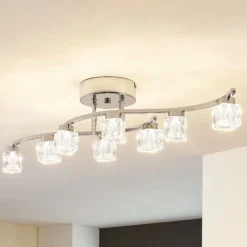 Lindby LED-Deckenleuchte Yaro, 8-flg., chrom, dimmbar