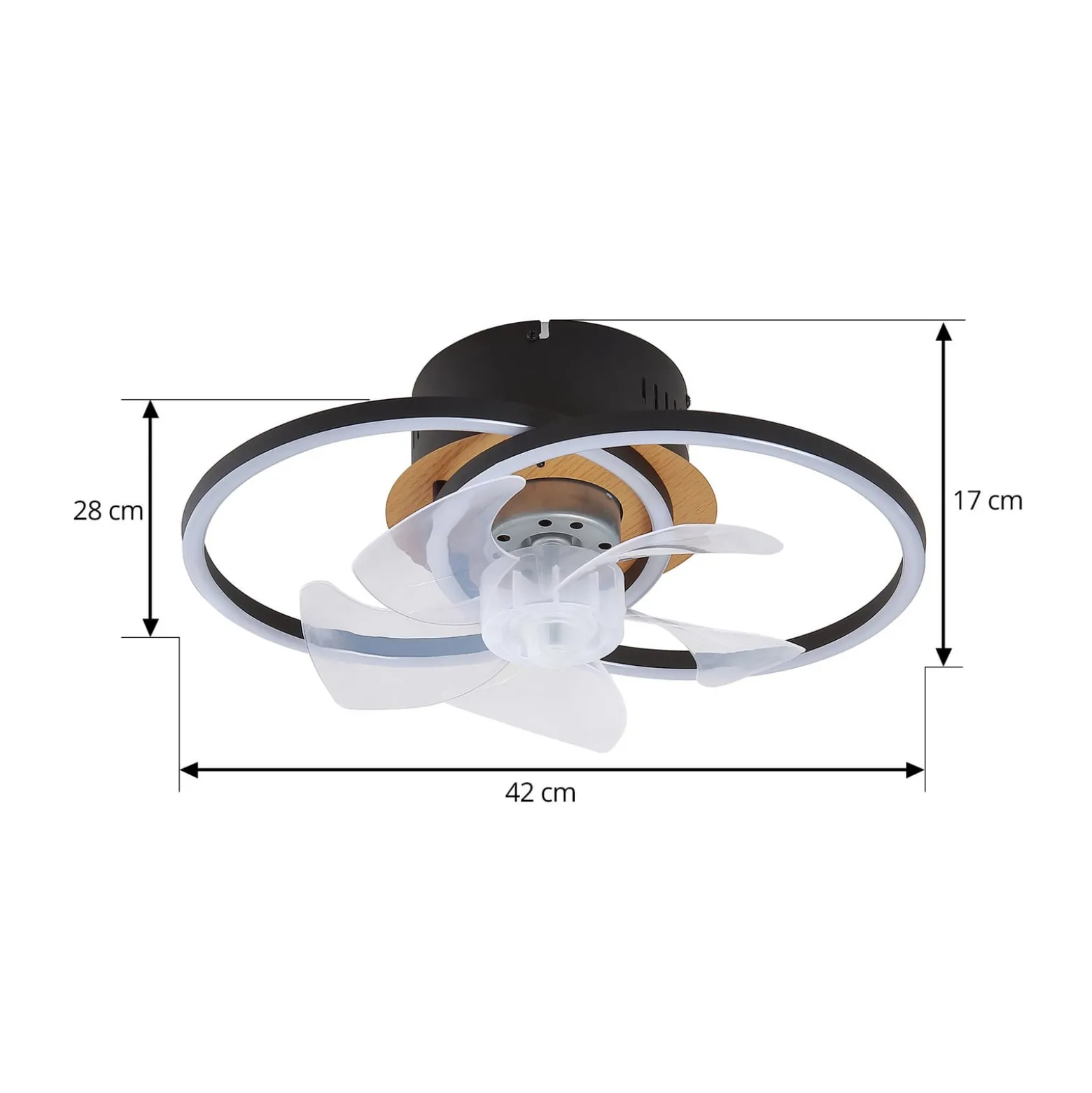Lindby LED-Deckenventilator Lomana, schwarz, leise, CCT