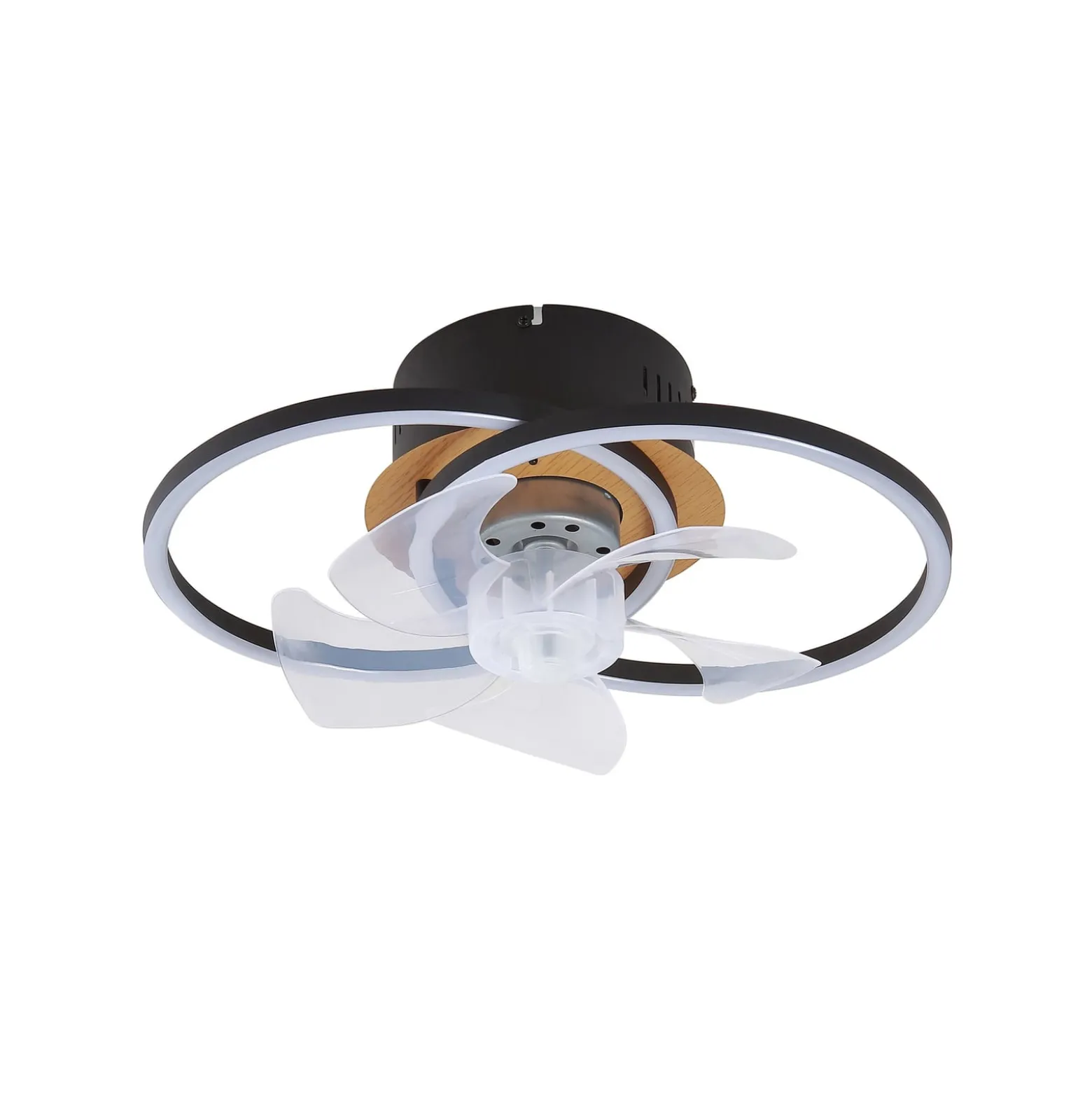 Lindby LED-Deckenventilator Lomana, schwarz, leise, CCT