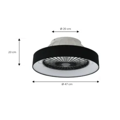 Lindby LED-Deckenventilator Mace, schwarz, leise, Ø 47 cm