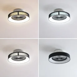 Lindby LED-Deckenventilator Mace, schwarz, leise, Ø 47 cm