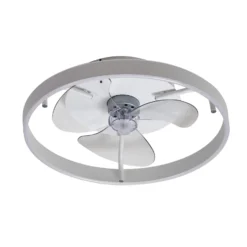Lindby LED-Deckenventilator Momitu, weiß, Aluminium, Ø 50 cm