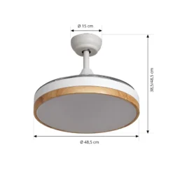 Lindby LED-Deckenventilator Oras, weiß, DC, leise, Ø 107 cm