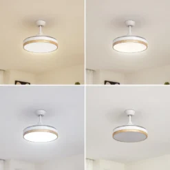 Lindby LED-Deckenventilator Oras, weiß, DC, leise, Ø 107 cm