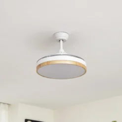 Lindby LED-Deckenventilator Oras, weiß, DC, leise, Ø 107 cm