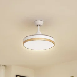 Lindby LED-Deckenventilator Oras, weiß, DC, leise, Ø 107 cm
