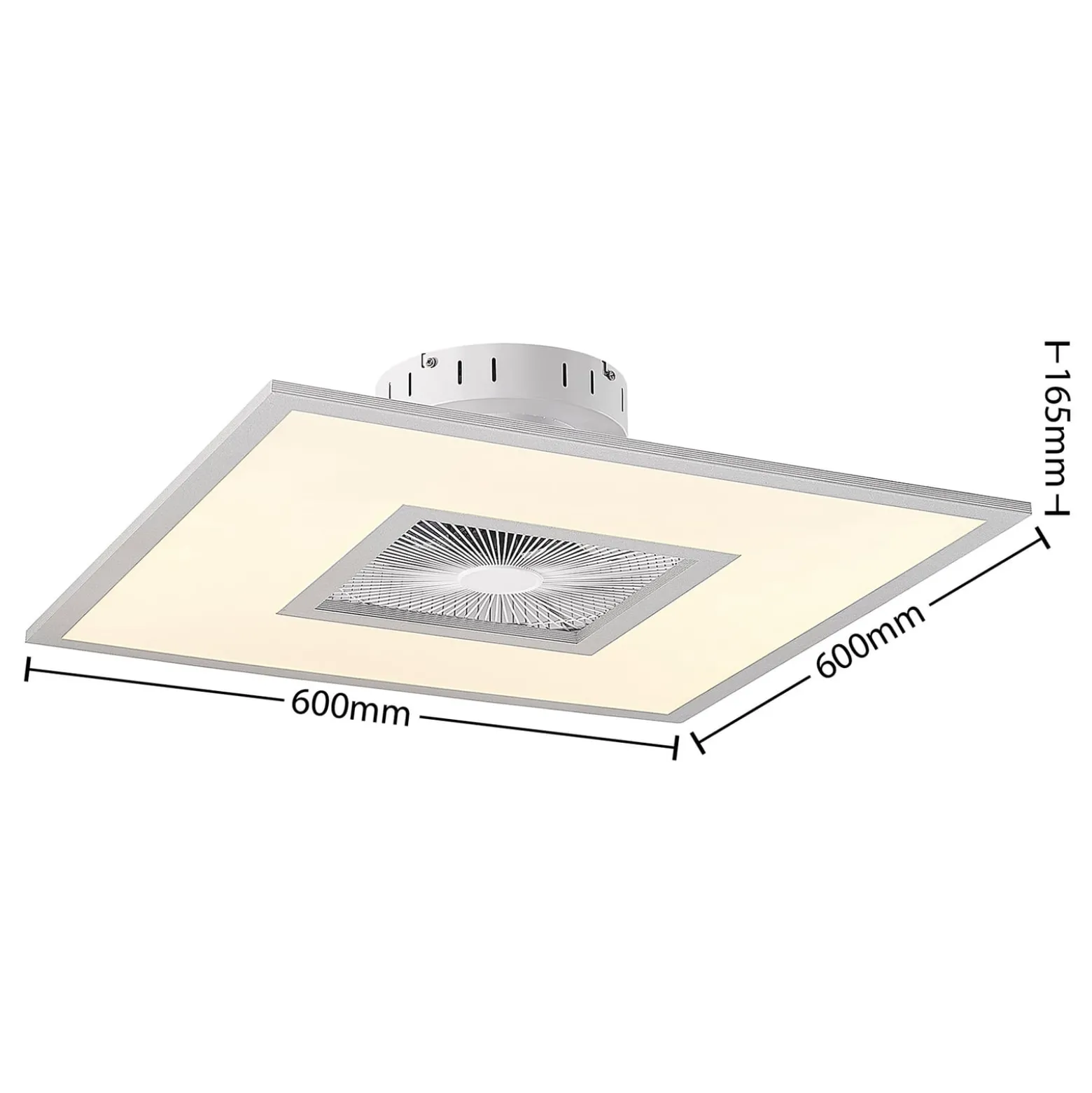 Lindby LED-Deckenventilator Romea, eckig, DC, leise, 60 cm