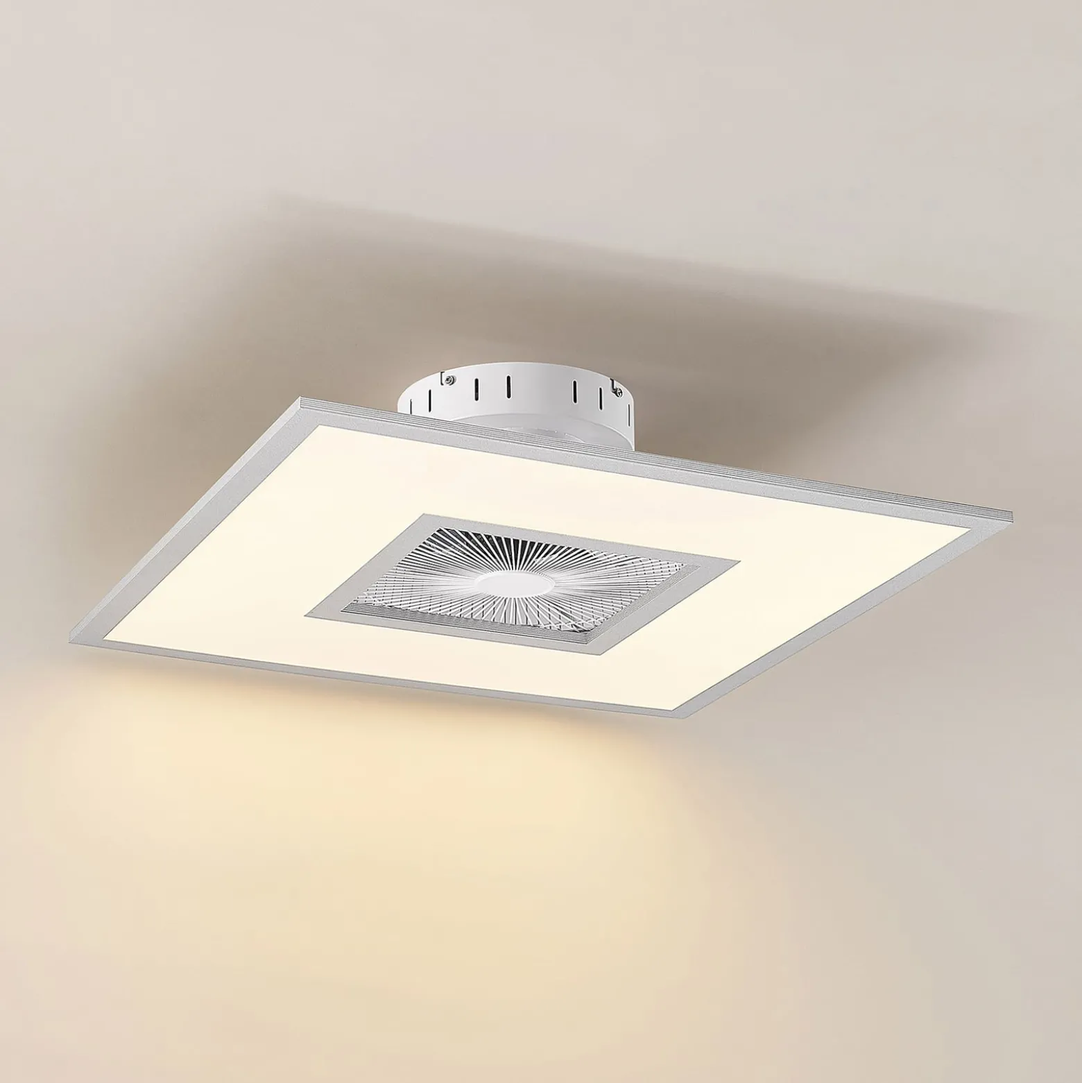 Lindby LED-Deckenventilator Romea, eckig, DC, leise, 60 cm
